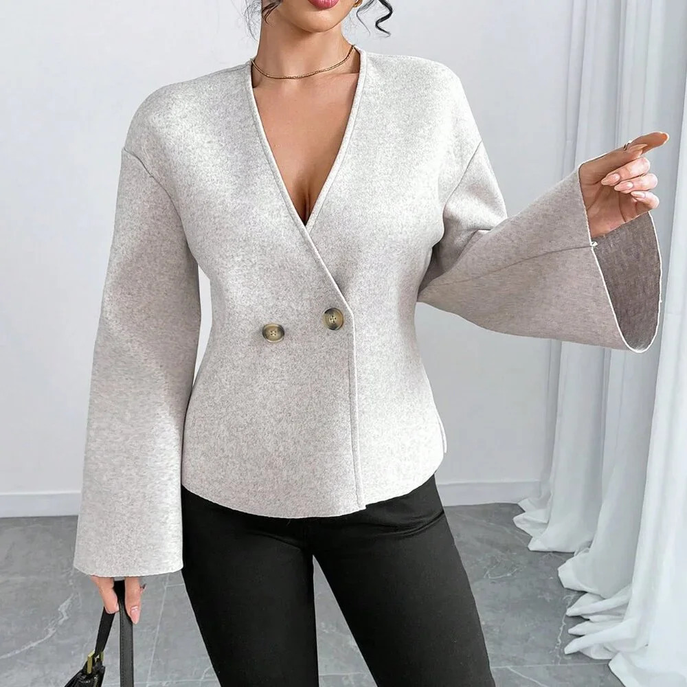 Apricot Casual Women's V-Neck Bell Sleeve Cardigan - Picture 6 of 6